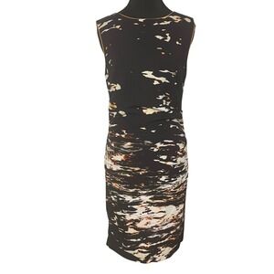 Artelier Nicole Miller Silk Blend Abstract Marble Print Sheath Dress Black 8